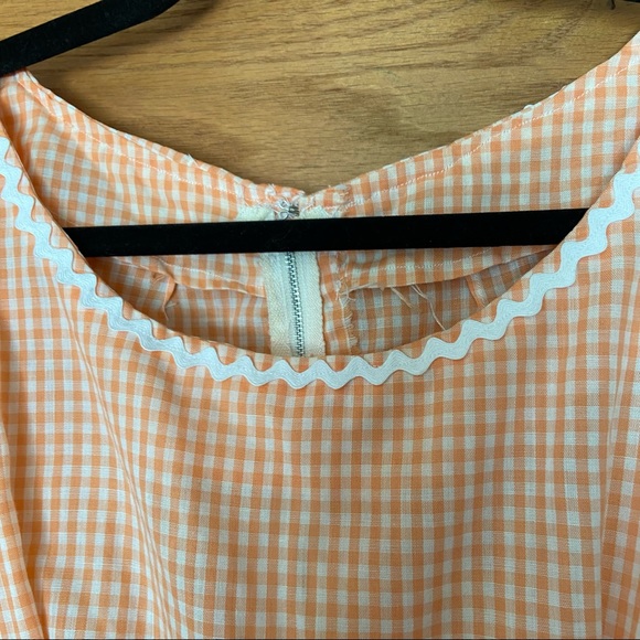 Vintage 1950s gingham orange and white rick rack trim square dancing dress - Picture 4 of 7